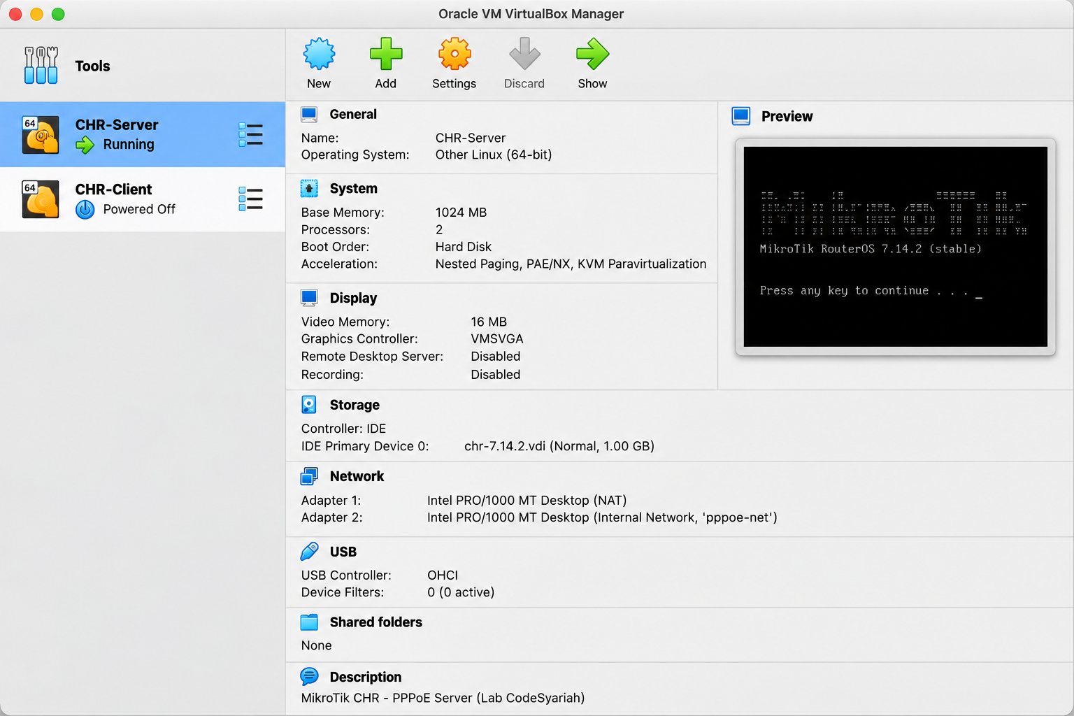 PPPoE Client MikroTik CHR berhasil terkoneksi