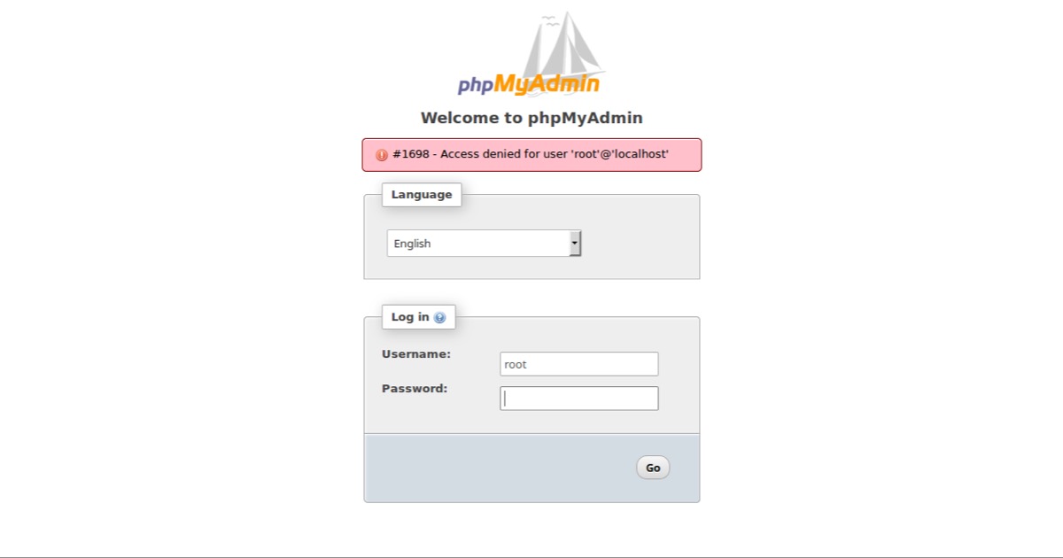 Error #1698 Access denied for user 'root'@'localhost di phpMyAdmin