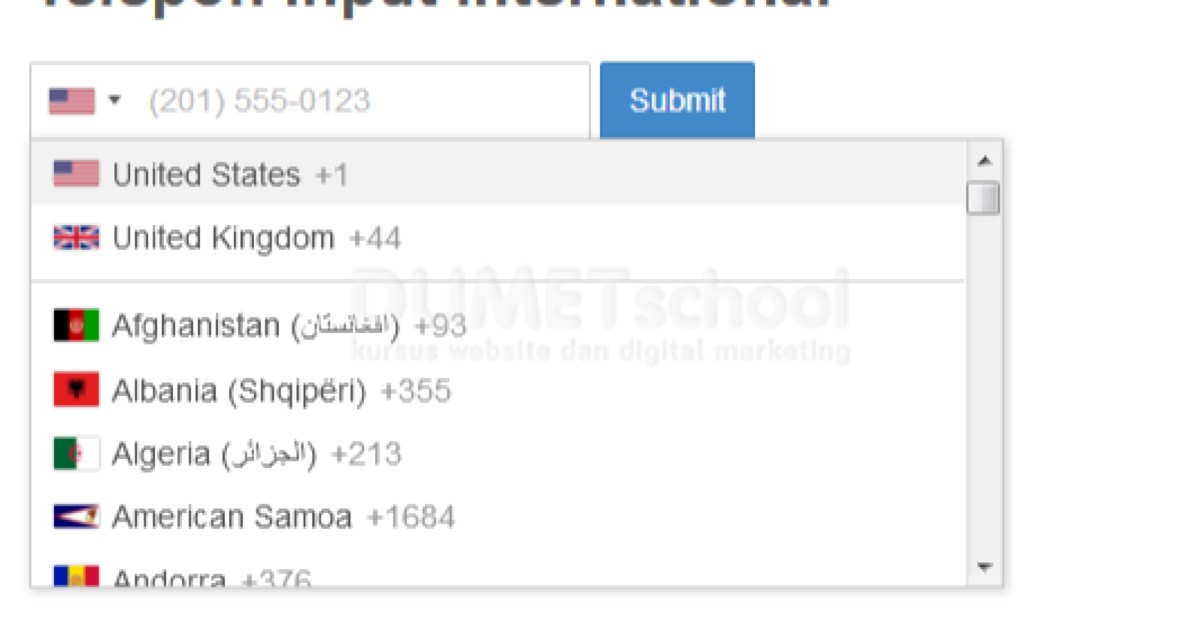 Memasang Plugins Input Telepon International